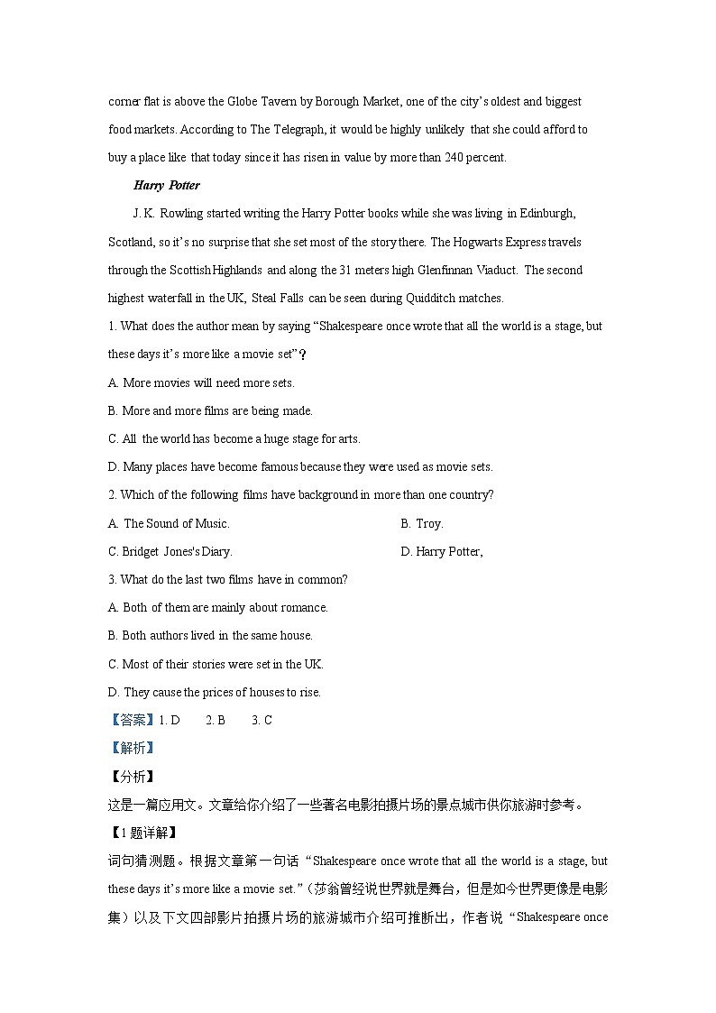 2021开封高二上学期五县联考期末英语试题含解析02