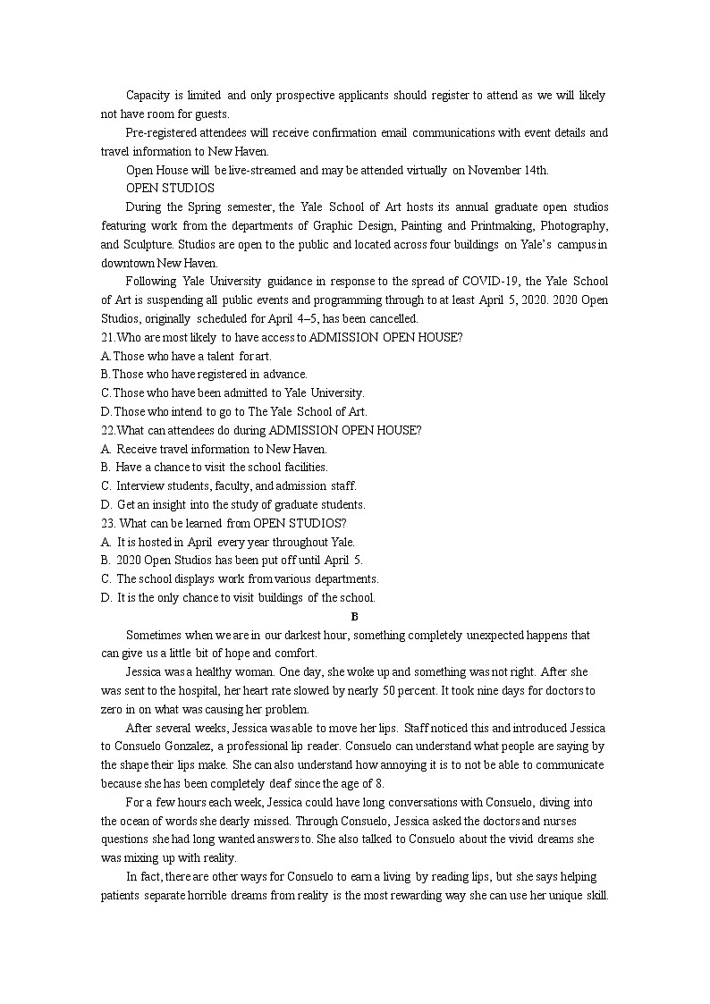 2021阜阳临泉县一中高二上学期期末考试英语试题含答案第3页