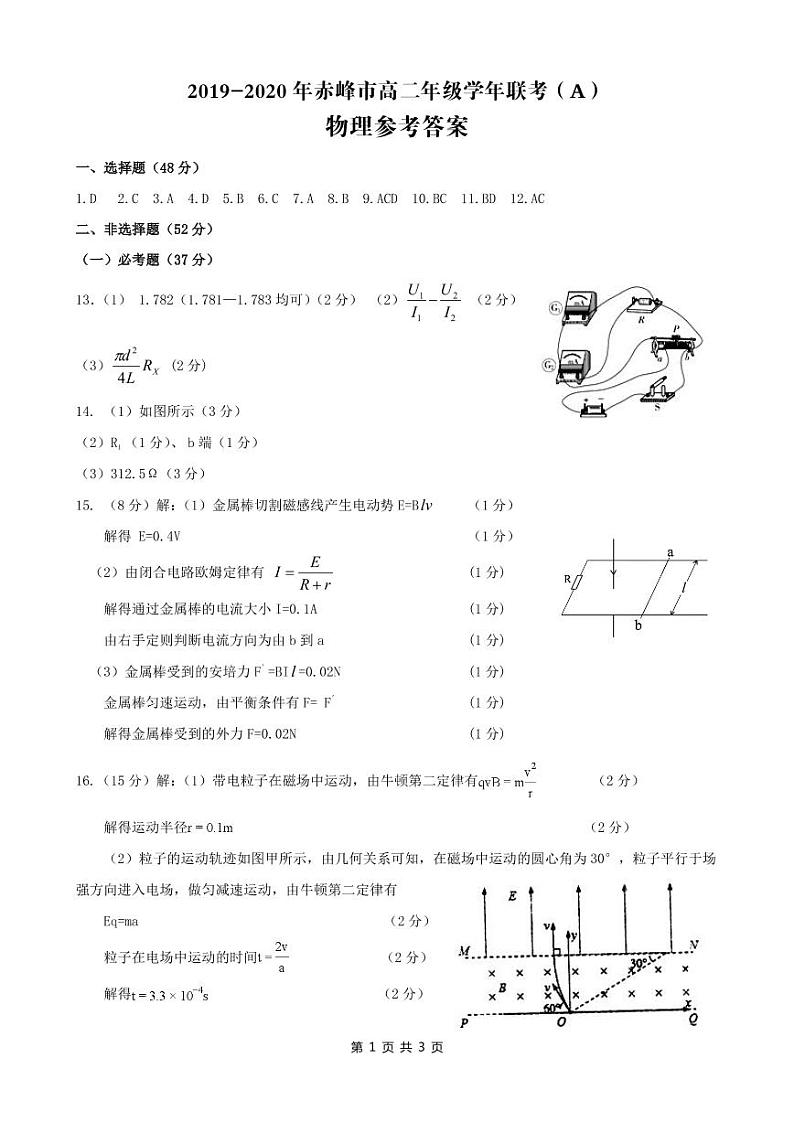 内蒙古赤峰市2019-2020学年高二下学期期末联考（A卷）英语答案第1页