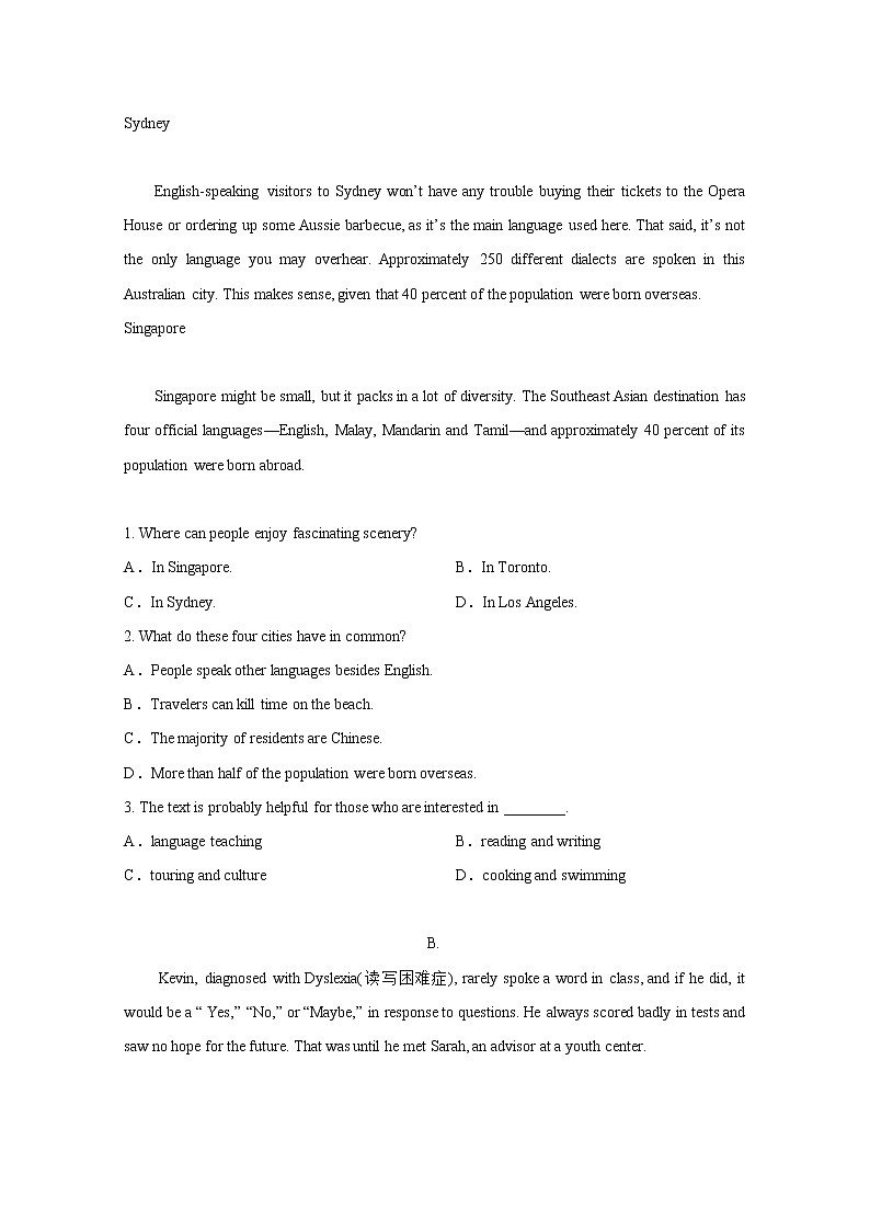 2020成都外国语学校高二下学期期中考试英语试题含答案02