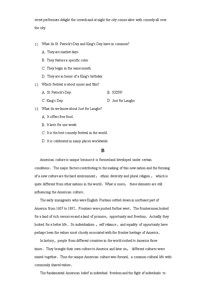 2021珠海艺术高级中学高一下学期期中考试英语试题含答案03