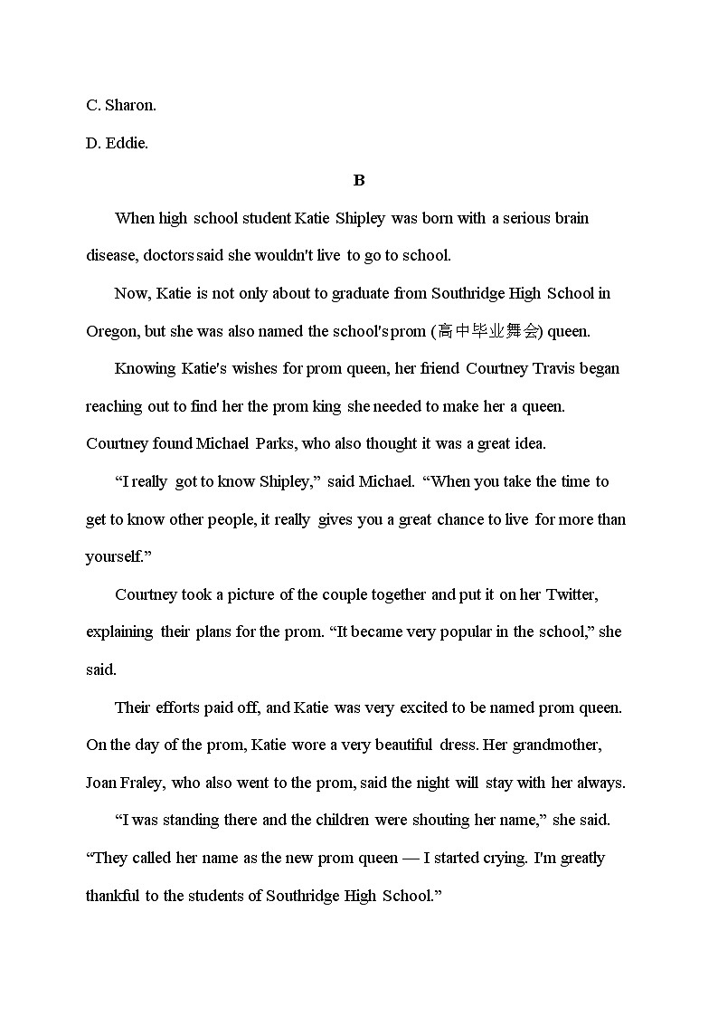 2021周口西华县一中高一上学期第一次月考英语试题缺答案第3页