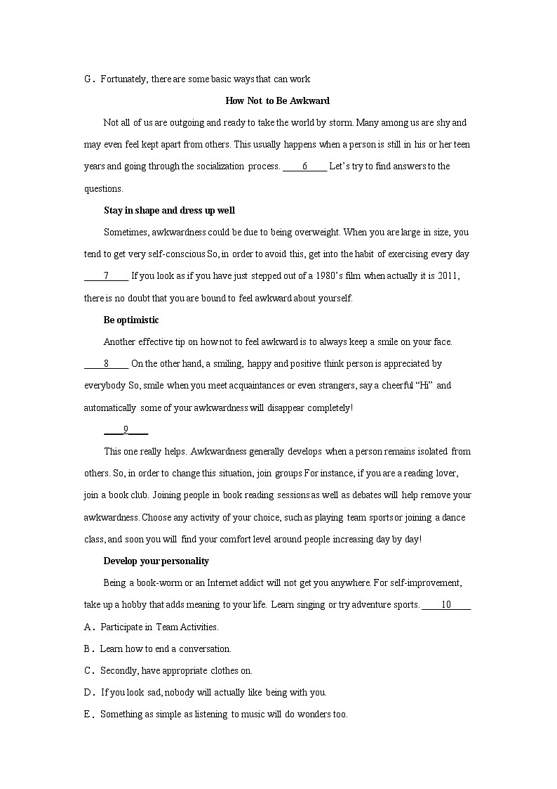 高考英语阅读七选五分类训练：说明文第2页