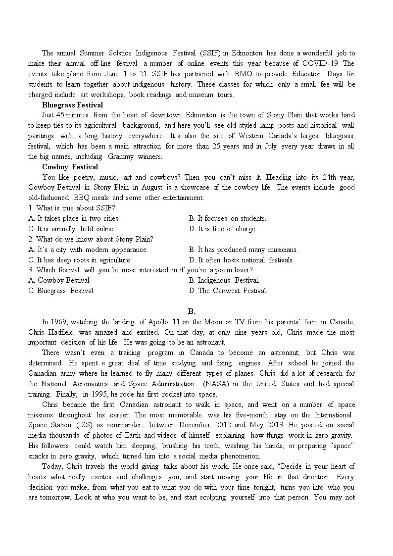 2023重庆江津中学高二上学期10月阶段性考试英语试题（含听力）含答案03