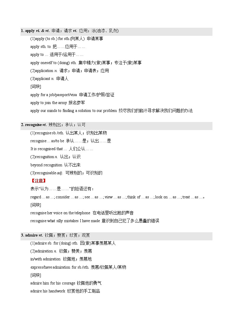 【必背知识清单】高中英语(人教版2019)必修第一册 Unit 1 Teenage Life  同步必备知识清单03