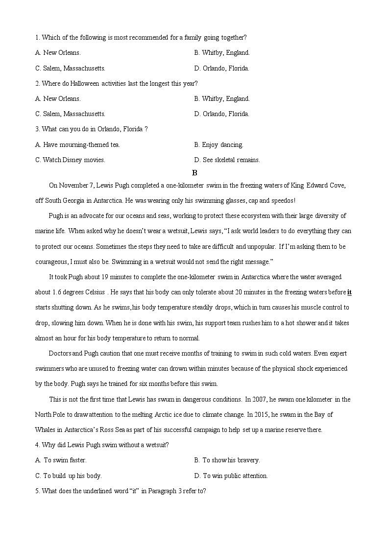 2022喀什地区莎车县一中高二上学期期中考试英语试题含解析02