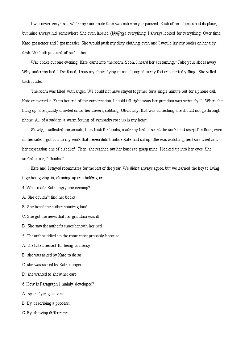 新疆乌鲁木齐市第101中学2021-2022学年高一上学期期中考试英语试题无答案第2页