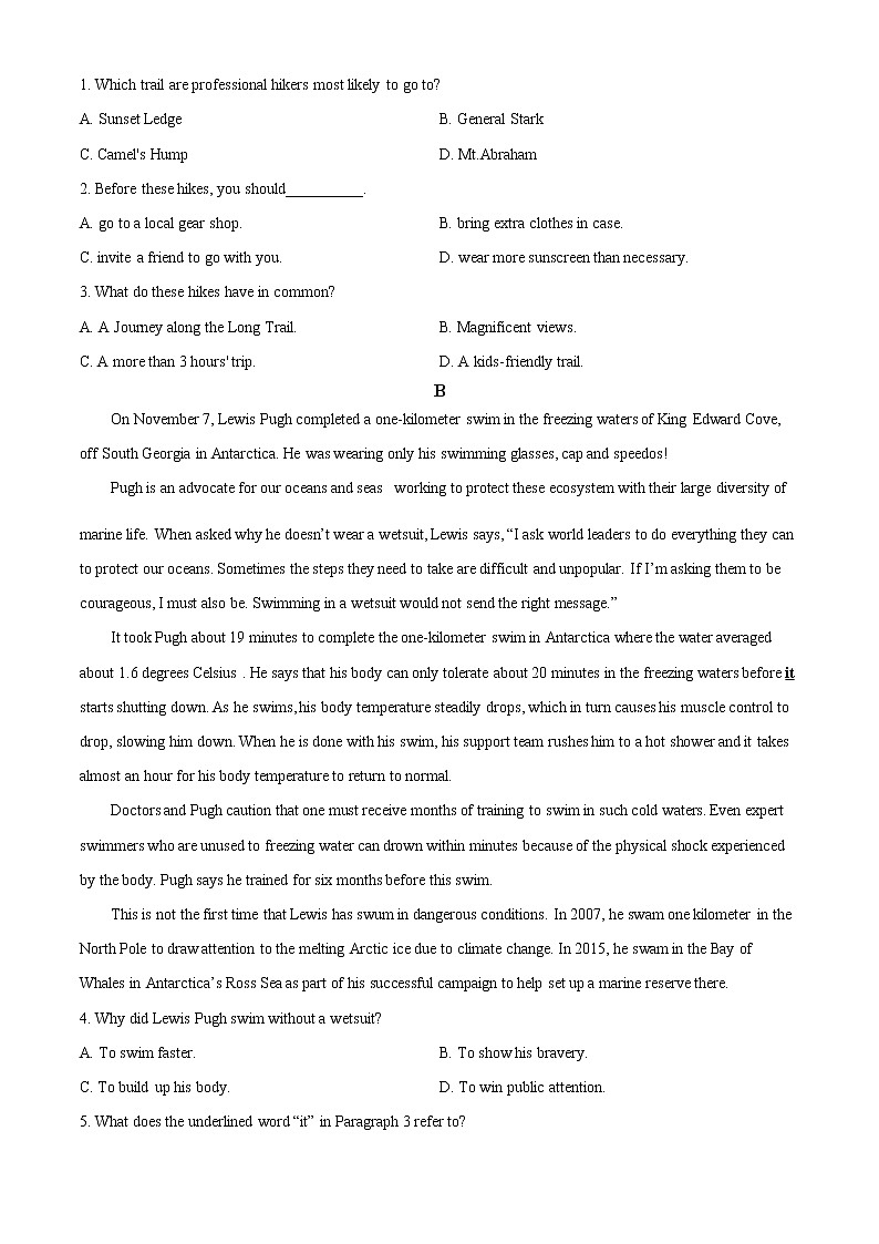 2022喀什地区莎车县一中高一上学期期中考试英语试题含解析02