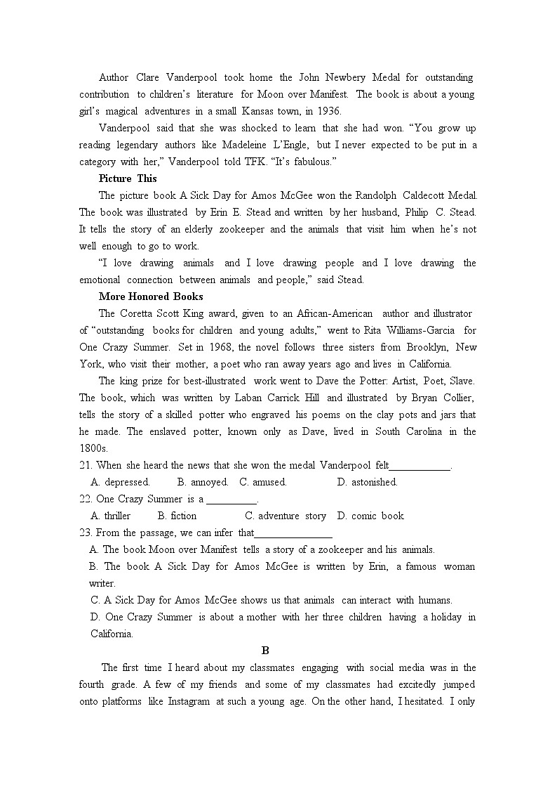 辽宁省六校协作体2022-2023学年高三英语上学期10月联考试题（Word版附答案）第3页