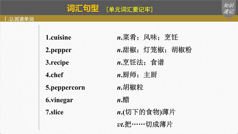 (新高考)高考英语一轮复习课件第1部分 教材知识解读 选择性必修第二册 Unit 3   Food and Culture (含详解)04