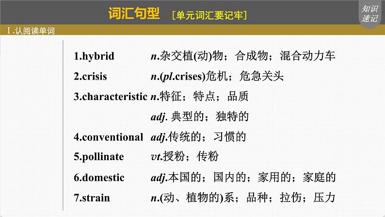 (新高考)高考英语一轮复习课件第1部分 教材知识解读 选择性必修第一册 Unit 5   Working the Land (含详解)第4页