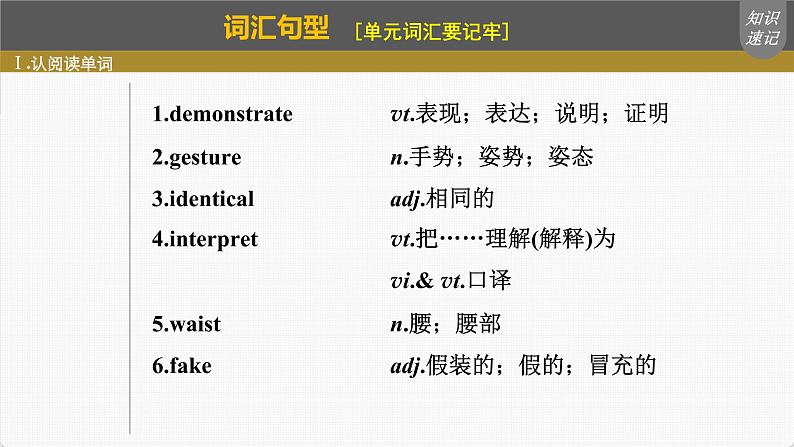 (新高考)高考英语一轮复习课件第1部分 教材知识解读 选择性必修第一册 Unit 4   Body Language (含详解)04