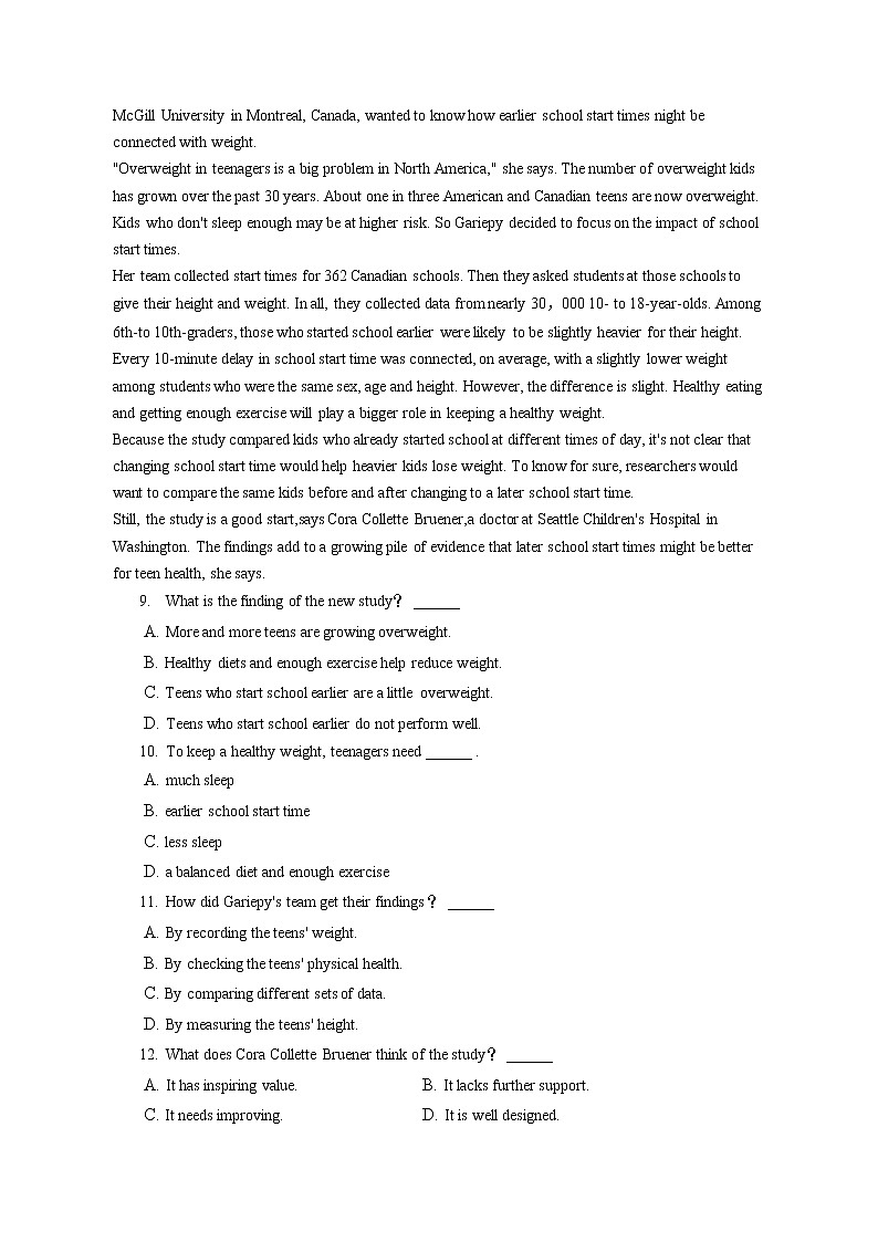 2021-2022学年贵州省北京师大贵安新区附属学校高一（下）期中英语试卷（含答案解析）03