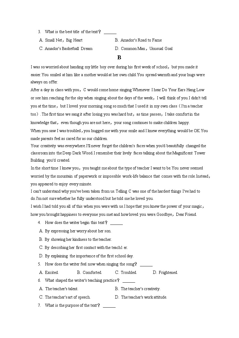 2022-2023学年河北省唐山市十县一中联盟高一（上）期中英语试卷（含答案解析）02
