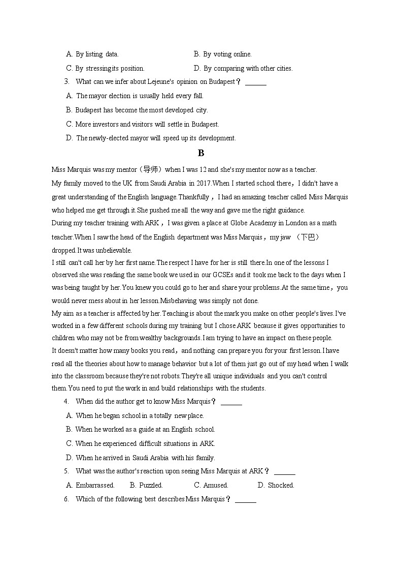 2022-2023学年河北省邢台市六校联考高二（上）期中英语试卷（含答案解析）02