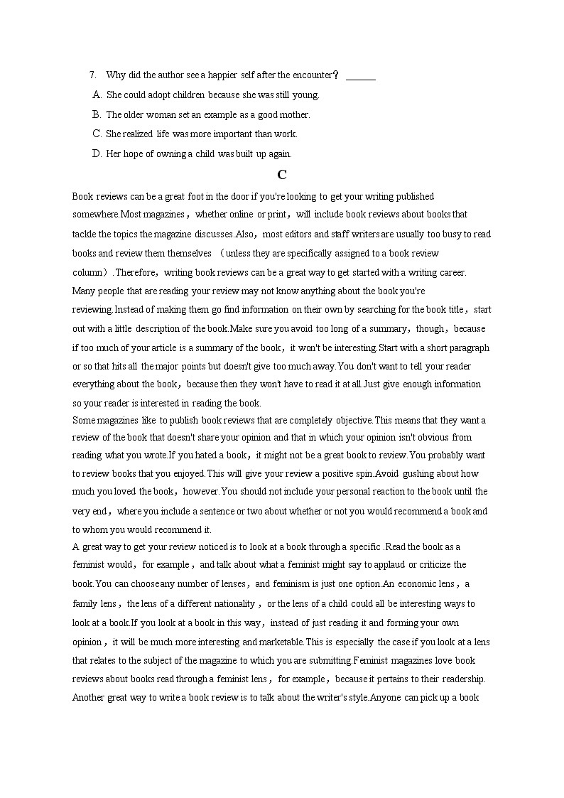 2022-2023学年江西省宜春市丰城中学高二（上）期中英语试卷（含答案解析）03