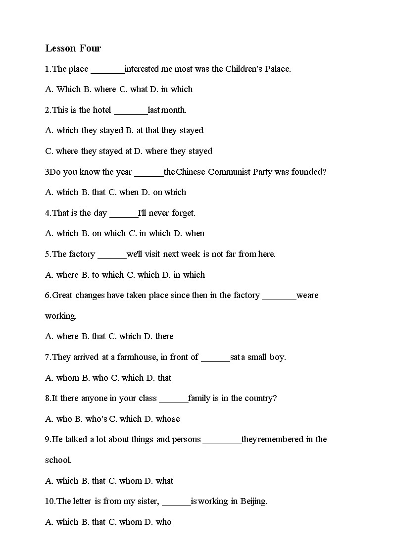 外研版新版必修一Unit4（Friendsforever）单元习题及答案01