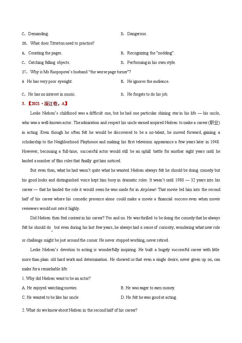 (新高考)高考英语专题06 阅读理解记叙文-真题和模拟题分类训练（原卷版）第3页