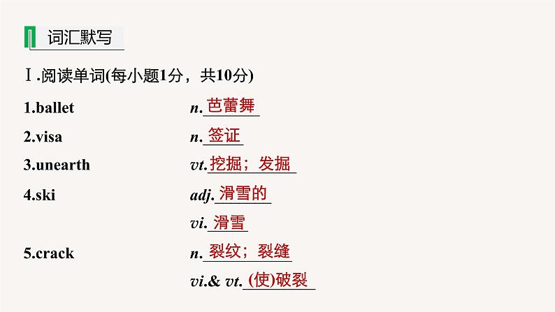 (新高考)高考英语一轮复习课件教材知识解读 必修第1册、必修第2册滚动默写练 (含答案)第2页