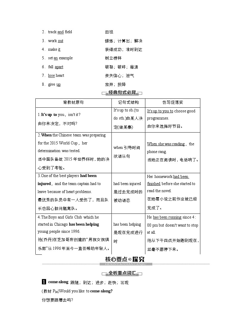 (新高考)高考英语一轮复习教案必修一 Unit 3 Sports and fitness Language points(含答案)第2页