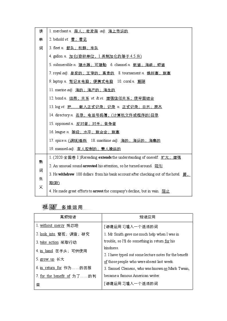 (新高考)高考英语一轮复习教案选择性必修四 Unit 3 Sea Exploration(含答案)03
