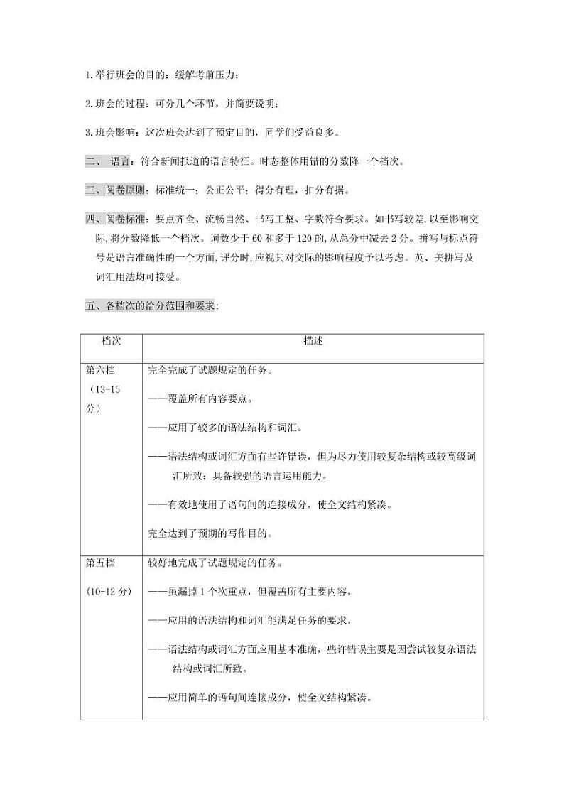 高三英语考试答案第2页