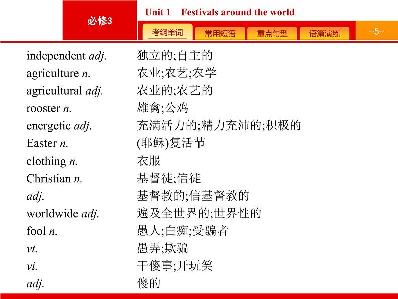 (人教版)高考英语一轮复习课件必修三预习案 Unit 1　Festivals around the world (含答案)05