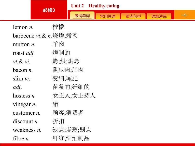 (人教版)高考英语一轮复习课件必修三预习案 Unit 2　Healthy eating (含答案)第4页