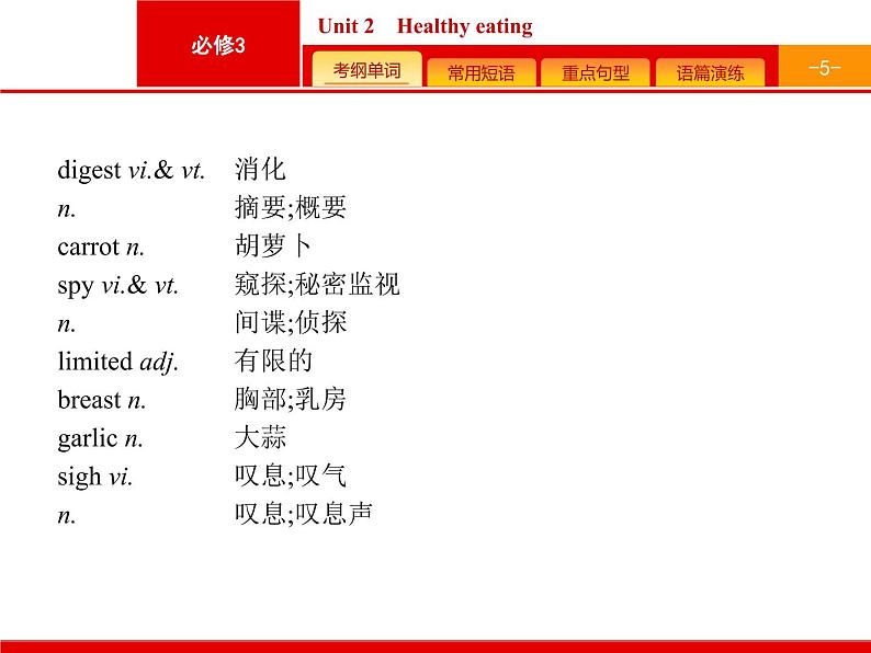 (人教版)高考英语一轮复习课件必修三预习案 Unit 2　Healthy eating (含答案)第5页