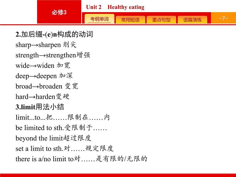 (人教版)高考英语一轮复习课件必修三预习案 Unit 2　Healthy eating (含答案)第7页