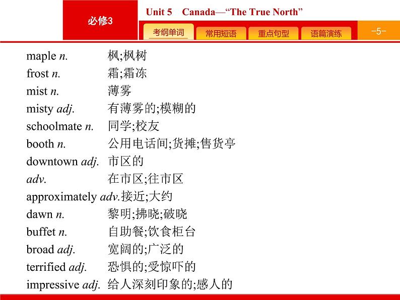 (人教版)高考英语一轮复习课件必修三预习案 Unit 5　Canada—“The True North” (含答案)05