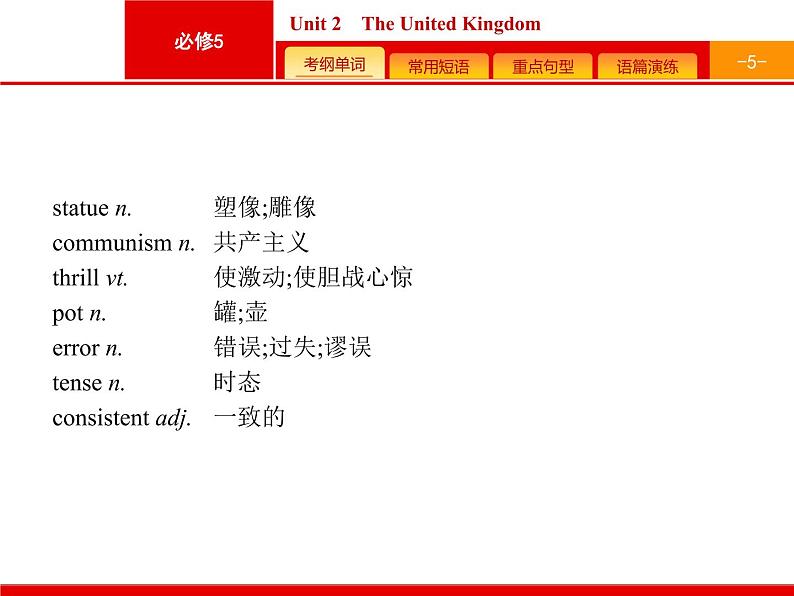 (人教版)高考英语一轮复习课件必修五预习案 Unit 2　The United Kingdom (含答案)第5页