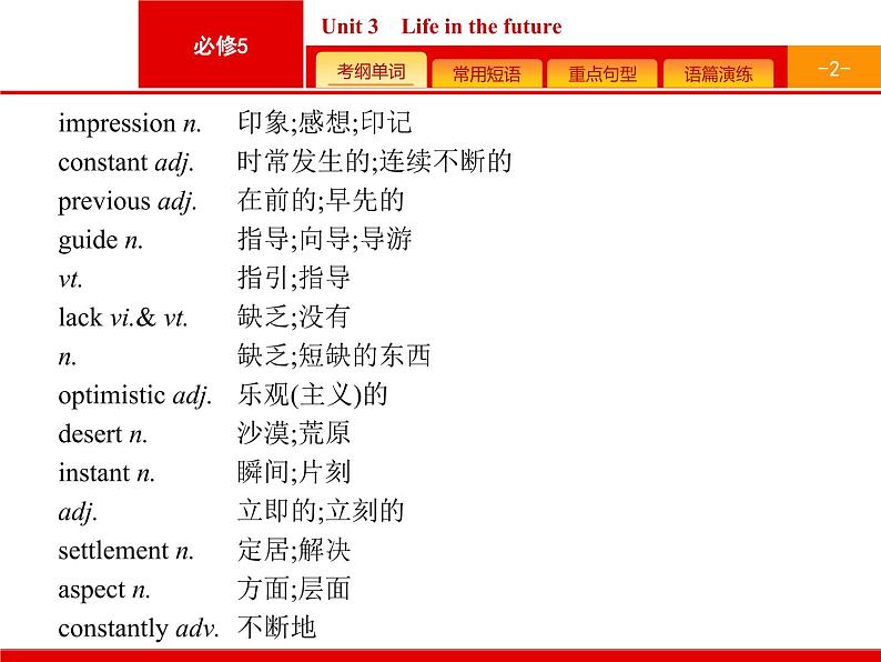 (人教版)高考英语一轮复习课件必修五预习案 Unit 3　Life in the future (含答案)02