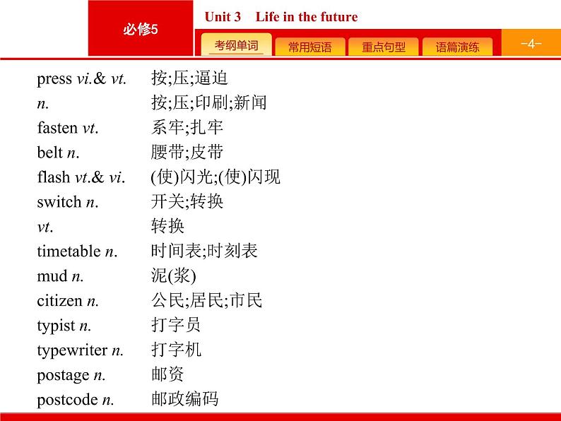 (人教版)高考英语一轮复习课件必修五预习案 Unit 3　Life in the future (含答案)04