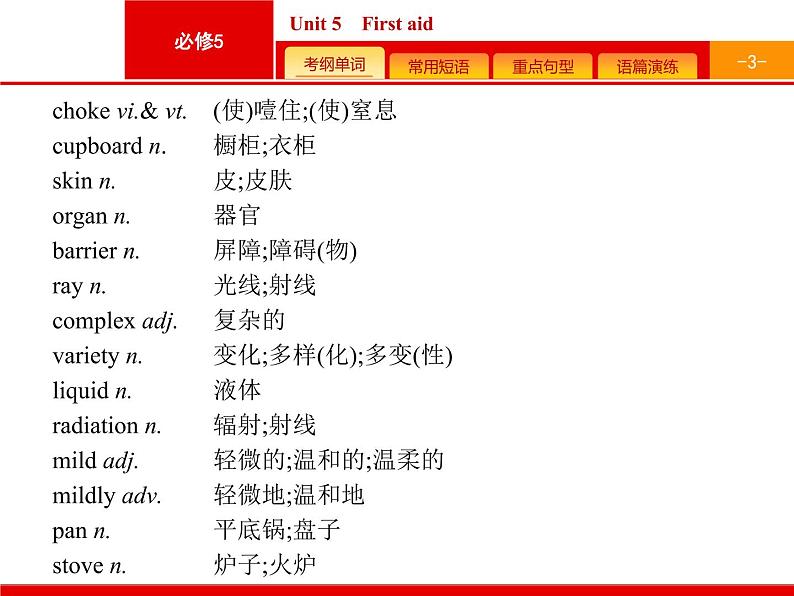 (人教版)高考英语一轮复习课件必修五预习案 Unit 5　First aid (含答案)03