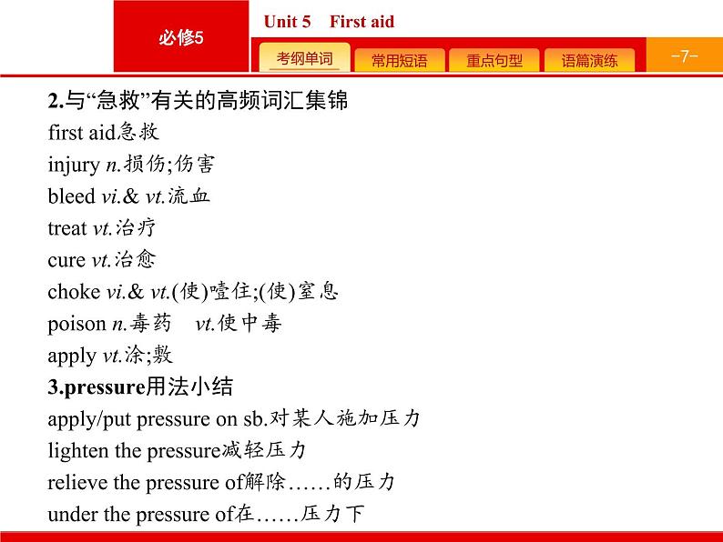 (人教版)高考英语一轮复习课件必修五预习案 Unit 5　First aid (含答案)07