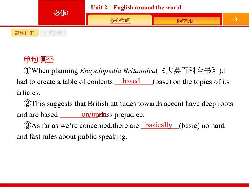 (人教版)高考英语一轮复习课件必修一Unit 2　English around the world (含答案)第8页