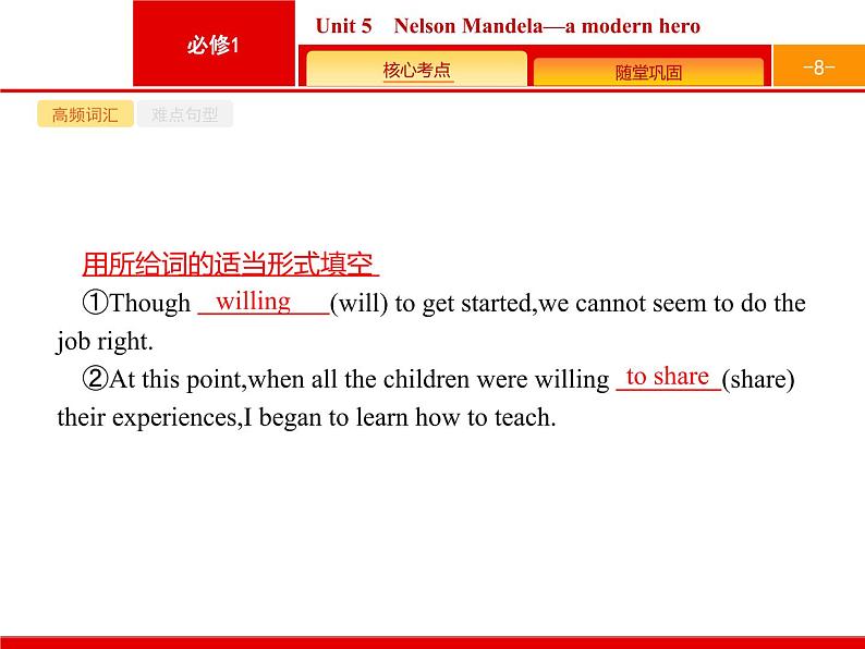 (人教版)高考英语一轮复习课件必修一Unit 5　Nelson Mandela—a modern hero (含答案)08