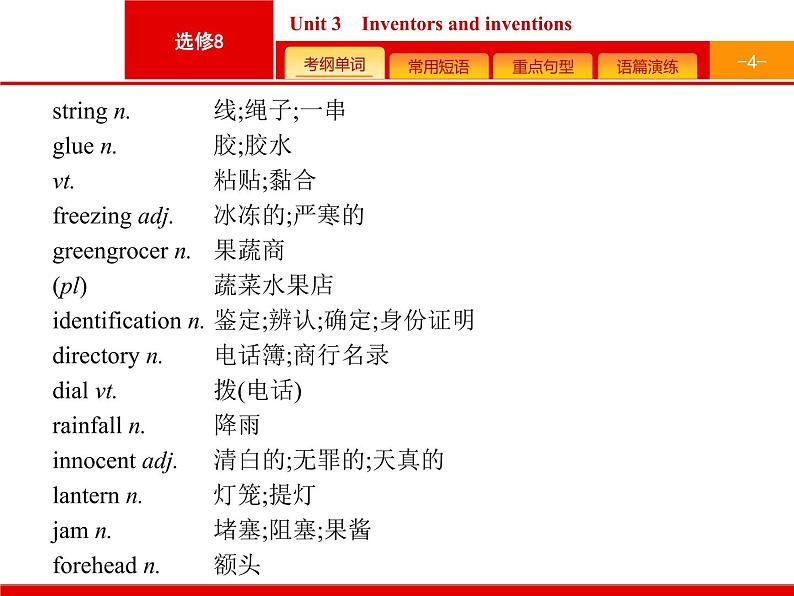 (人教版)高考英语一轮复习课件选修八预习案8.3 Unit 3　Inventors and inventions (含答案)04