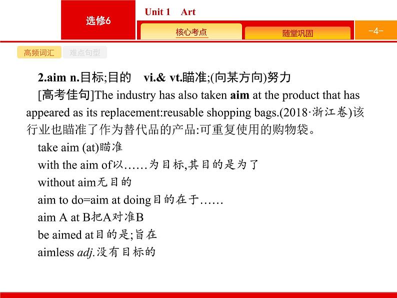 (人教版)高考英语一轮复习课件选修六6.1 Unit 1　Art (含答案)04