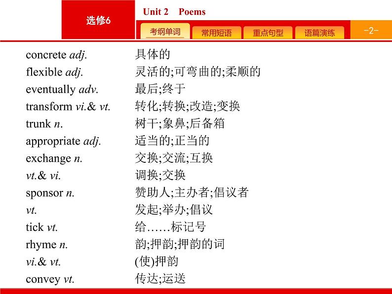 (人教版)高考英语一轮复习课件选修六预习案6.2 Unit 2　Poems (含答案)第2页