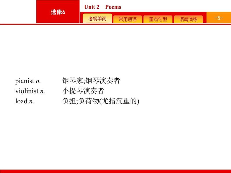 (人教版)高考英语一轮复习课件选修六预习案6.2 Unit 2　Poems (含答案)第5页