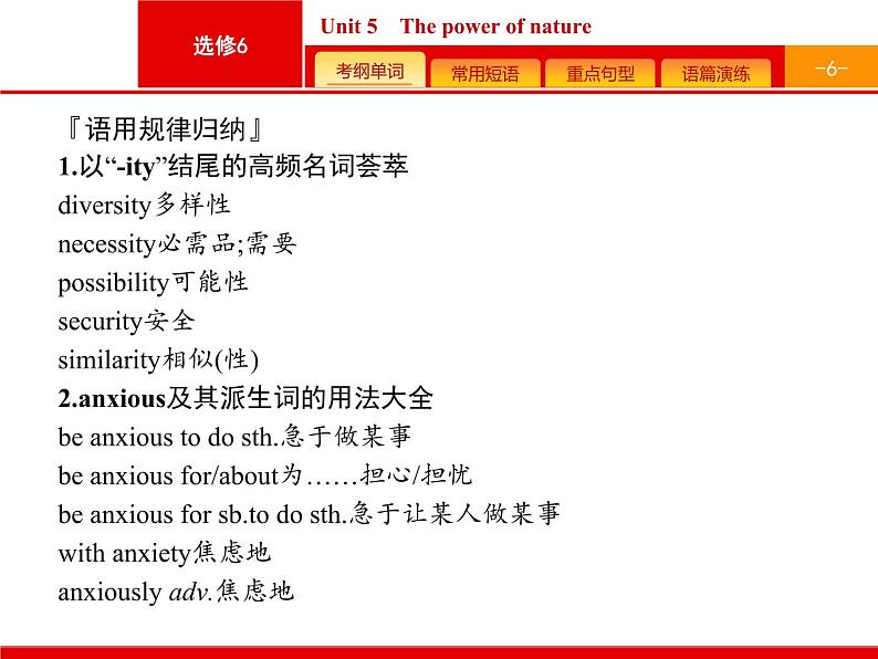 (人教版)高考英语一轮复习课件选修六预习案6.5 Unit 5　The power of nature (含答案)06