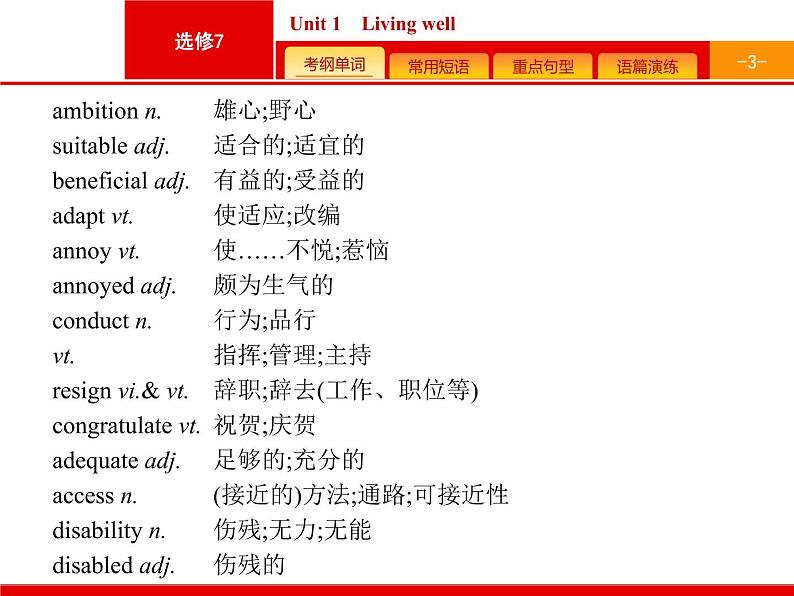 (人教版)高考英语一轮复习课件选修七预习案7.1 Unit 1　Living well (含答案)第3页