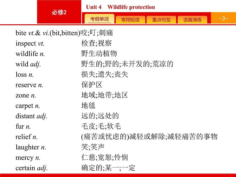 (人教版)高考英语一轮复习课件必修二预习案 Unit 4　Wildlife protection (含答案)03