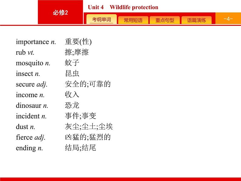 (人教版)高考英语一轮复习课件必修二预习案 Unit 4　Wildlife protection (含答案)04