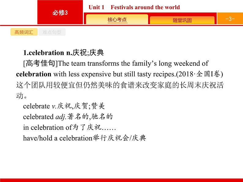 (人教版)高考英语一轮复习课件必修三Unit 1　Festivals around the world (含答案)03