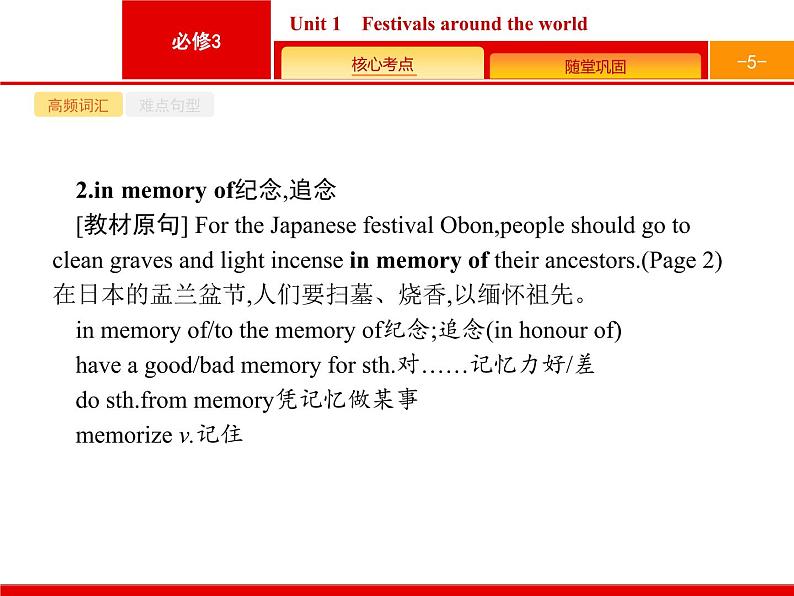 (人教版)高考英语一轮复习课件必修三Unit 1　Festivals around the world (含答案)05