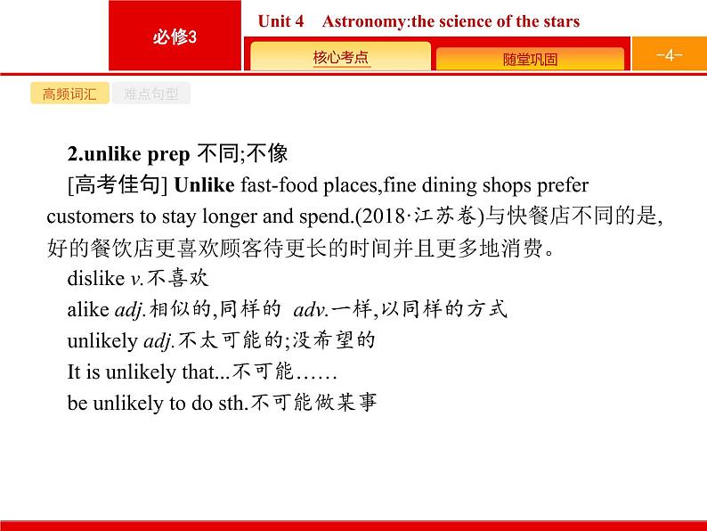 (人教版)高考英语一轮复习课件必修三Unit 4　Astronomy the science of the stars (含答案)04