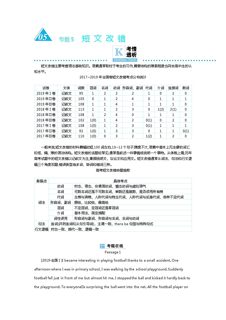 专题5 短文改错第1页